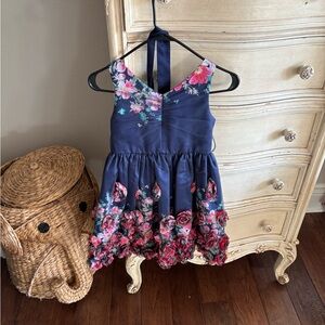 Monsoon Floral Navy Dress with Pink Accents